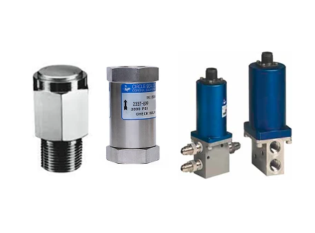 リリーフ弁、チェック弁、電磁弁